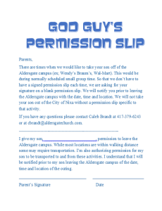 God Guy Permission Slip